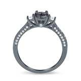 Three Stone Round Natural Stone Ring