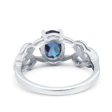 Art Deco Oval Natural Stone Trinity Ring