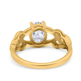 Art Deco Oval Natural Stone Trinity Ring