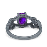 Art Deco Oval Natural Stone Trinity Ring