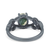 Art Deco Oval Natural Stone Trinity Ring