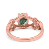 Art Deco Oval Natural Stone Trinity Ring