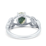 Art Deco Oval Natural Stone Trinity Ring