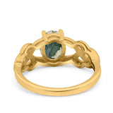 Art Deco Oval Natural Stone Trinity Ring