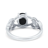 Art Deco Oval Natural Stone Trinity Ring