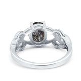 Art Deco Oval Natural Stone Trinity Ring