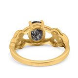 Art Deco Oval Natural Stone Trinity Ring