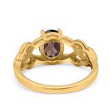 Art Deco Oval Natural Stone Trinity Ring