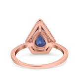 Pear Teardrop Natural Stone Halo Ring