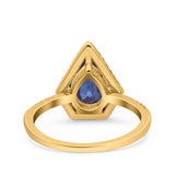Pear Teardrop Natural Stone Halo Ring