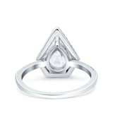 Pear Teardrop Natural Stone Halo Ring
