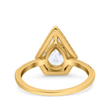 Pear Teardrop Natural Stone Halo Ring