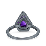 Pear Teardrop Natural Stone Halo Ring