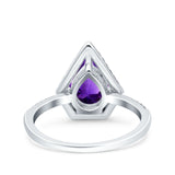 Pear Teardrop Natural Stone Halo Ring