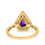 Pear Teardrop Natural Stone Halo Ring