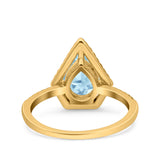 Pear Teardrop Natural Stone Halo Ring