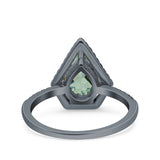 Pear Teardrop Natural Stone Halo Ring