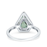 Pear Teardrop Natural Stone Halo Ring