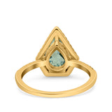Pear Teardrop Natural Stone Halo Ring