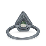 Pear Teardrop Natural Stone Halo Ring
