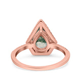 Pear Teardrop Natural Stone Halo Ring