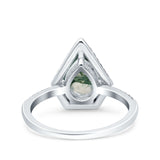 Pear Teardrop Natural Stone Halo Ring