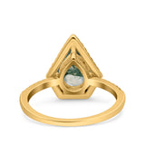 Pear Teardrop Natural Stone Halo Ring