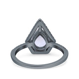 Pear Teardrop Natural Stone Halo Ring