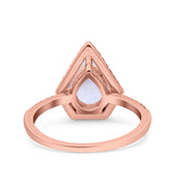 Pear Teardrop Natural Stone Halo Ring