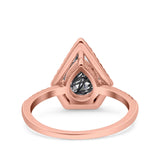 Pear Teardrop Natural Stone Halo Ring