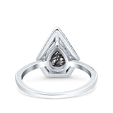 Pear Teardrop Natural Stone Halo Ring