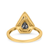 Pear Teardrop Natural Stone Halo Ring