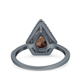 Pear Teardrop Natural Stone Halo Ring