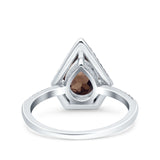 Pear Teardrop Natural Stone Halo Ring