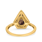 Pear Teardrop Natural Stone Halo Ring