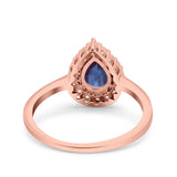 Pear Teardrop Natural Stone Halo Ring