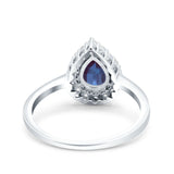 Pear Teardrop Natural Stone Halo Ring