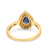 Pear Teardrop Natural Stone Halo Ring