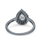 Pear Teardrop Natural Stone Halo Ring