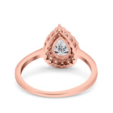 Pear Teardrop Natural Stone Halo Ring