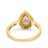 Pear Teardrop Natural Stone Halo Ring