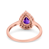 Pear Teardrop Natural Stone Halo Ring