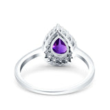 Pear Teardrop Natural Stone Halo Ring