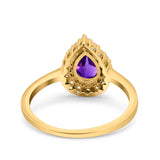 Pear Teardrop Natural Stone Halo Ring