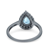 Pear Teardrop Natural Stone Halo Ring