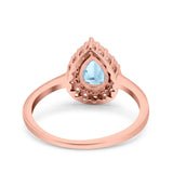 Pear Teardrop Natural Stone Halo Ring