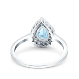 Pear Teardrop Natural Stone Halo Ring
