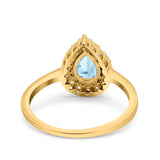 Pear Teardrop Natural Stone Halo Ring