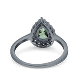 Pear Teardrop Natural Stone Halo Ring