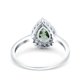 Pear Teardrop Natural Stone Halo Ring